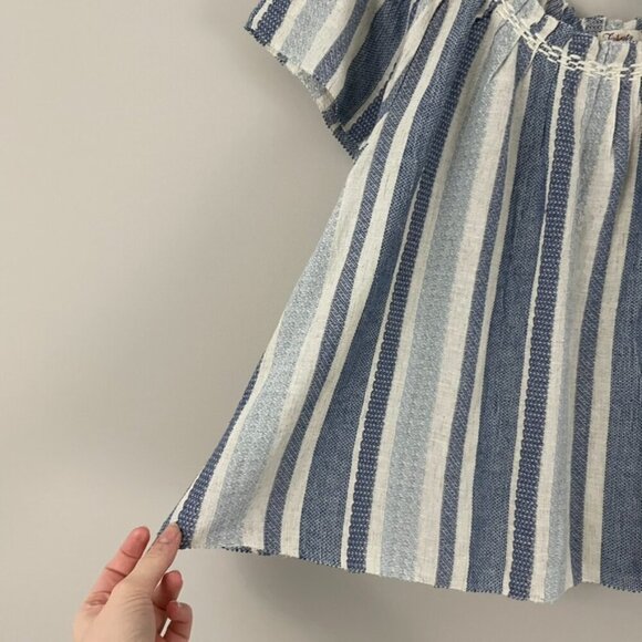 Faherty Annabelle Textured Top in Navy Slub Stripe Size Small - Picture 5 of 6